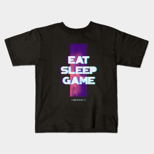 Eat sleep game repeat Kids T-Shirt